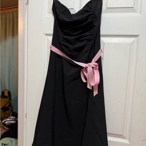Ruby Rox Black Strapless Dress with Pink Accent